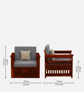 Velric Solid Wood 1 Seater Sofa with Contemporary Upholstered Design - Image 3