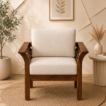 Zaviro Sheesham Wood 1 Seater Sofa in Rich Teak Finish