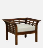Zaviro Sheesham Wood 1 Seater Sofa in Rich Teak Finish - Image 2