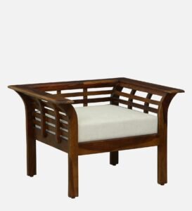 Zaviro Sheesham Wood 1 Seater Sofa in Rich Teak Finish - Image 2