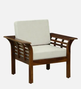 Zaviro Sheesham Wood 1 Seater Sofa in Rich Teak Finish - Image 3