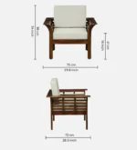 Zaviro Sheesham Wood 1 Seater Sofa in Rich Teak Finish - Image 5