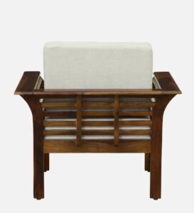 Zaviro Sheesham Wood 1 Seater Sofa in Rich Teak Finish - Image 4