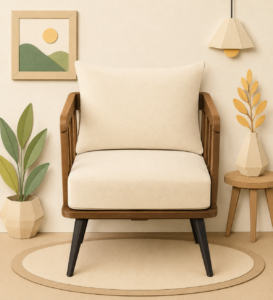 Zayven Solid Wood Accent Chair with Soft Cushioned Seating