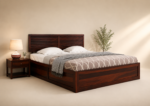 Zevoria Sheesham Wood King Size Bed With Hydraulic Storage