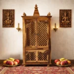 Aaradhya Solid Sheesham Wood Traditional Home Temple with Drawer Storage