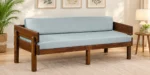Aetna Solid Wood 3 Seater Sofa in Natural Finish with Cushions
