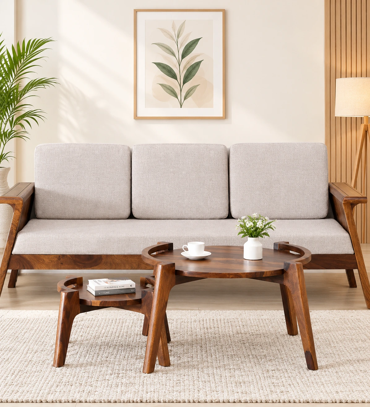 Alora Solid Sheesham Wood Modern Nesting Coffee Table Set (1) Alora Solid Sheesham Wood Modern Nesting Coffee Table Set - Image 1
