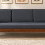 Anaya Solid Wood 3 Seater Sofa in Natural Tone with Premium Upholstery