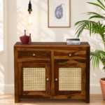 Anvi Solid Sheesham Wood Elegant Natural Finish Wooden Sideboard Cabinet