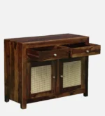 Anvi Solid Sheesham Wood Elegant Natural Finish Wooden Sideboard Cabinet - Image 2