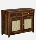 Anvi Solid Sheesham Wood Elegant Natural Finish Wooden Sideboard Cabinet - Image 6