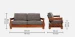 Arden Premium Handcrafted Solid Sheesham Wood 3 Seater Sofa - Image 5