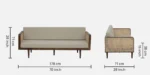 Elvira Sheesham Wood 3 Seater Sofa in Natural Finish with Bolster Cushions - Image 3