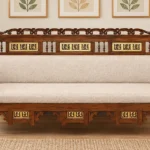 Bergen Sheesham Wood 3 Seater Sofa in Natural Finish with Armrest
