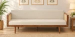 Elvira Sheesham Wood 3 Seater Sofa in Natural Finish with Bolster Cushions