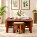 Beryl Solid Sheesham Wood Modern Wooden Nesting Table Set