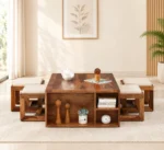 Cedar Solid Sheesham Wood Natural Finish Nesting Table Set