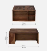 Cedar Solid Sheesham Wood Natural Finish Nesting Table Set - Image 7