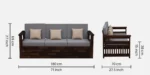 Classic Natural Wood 3 Seater Sofa with Wide Seating and Wooden Trim - Image 2