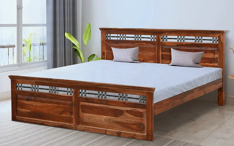 Classic Solid Wood Bed with Simple Headboard for Bedroom a (7) Classic Solid Wood Bed with Simple Headboard for Bedroom - Image 1