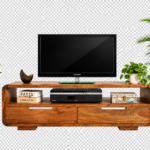 Classic Wooden TV Cabinet with Storage Shelves for Living Room