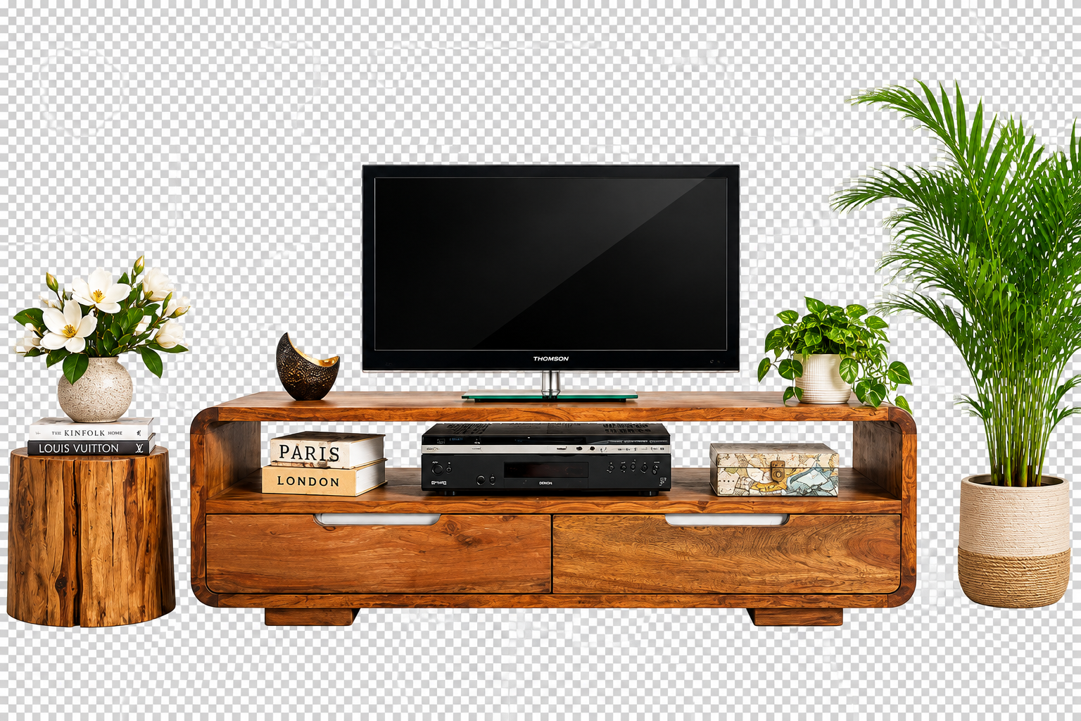 Classic Wooden TV Cabinet with Storage Shelves for Living Room (1) Classic Wooden TV Cabinet with Storage Shelves for Living Room - Image 1