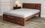 Contemporary Solid Wood Bed for Modern Bedroom with Headboard
