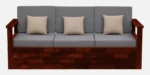 Devika Natural Finish 3 Seater Wooden Sofa with Elegant Carved Detailing - Image 3