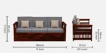 Devika Natural Finish 3 Seater Wooden Sofa with Elegant Carved Detailing - Image 5