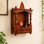 Devika Solid Sheesham Wood Traditional Wooden Mandir for Home with Storage