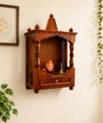 Devika Solid Sheesham Wood Traditional Wooden Mandir for Home with Storage