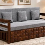 Dhruv Solid Sheesham Wood Modern Living Room Sofa Cum Bed with Convertible Design