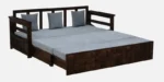 Dhruv Solid Sheesham Wood Modern Living Room Sofa Cum Bed with Convertible Design - Image 4