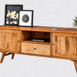 Elegant Wooden TV Unit with Storage Cabinet and Shelves