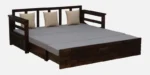 Ishaan Solid Sheesham Wood Sofa Cum Bed with Comfortable Bolster Cushions - Image 3