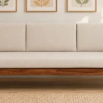Kanha Natural Finish Wooden 3 Seater Sofa with Comfortable Armrest