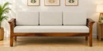Kasva Solid Wood 3 Seater Sofa in Natural Finish with Sturdy Wooden Frame