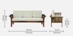 Kasva Solid Wood 3 Seater Sofa in Natural Finish with Sturdy Wooden Frame - Image 5