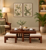 Lunvero Contemporary Natural Finish Wooden Center Table