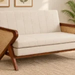 Meera Handcrafted Natural Wood 3 Seater Sofa with Traditional Carving
