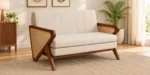 Meera Handcrafted Natural Wood 3 Seater Sofa with Traditional Carving