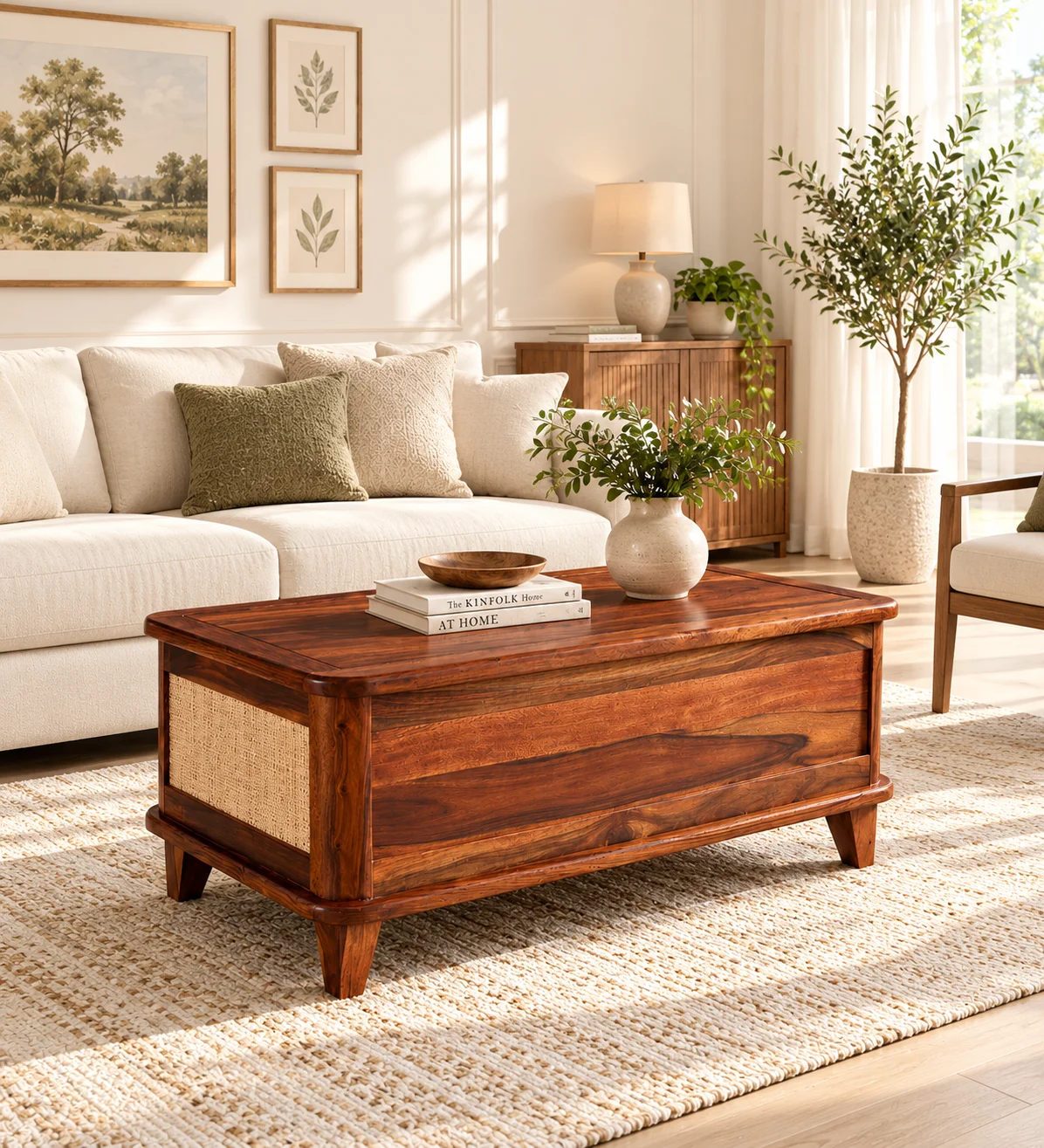 Mira Solid Sheesham Wood Contemporary Center Coffee Table for Living Room (1) Mira Solid Sheesham Wood Contemporary Center Coffee Table for Living Room - Image 1