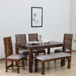 Modern Classic Wooden 6 Seater Dining Table Set for Family