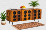 Modern Wooden Entertainment Unit with TV Storage for Home