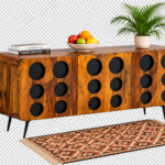 Modern Wooden Entertainment Unit with TV Storage for Home