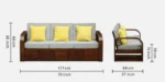 Natural Finish Solid Sheesham Wood 3 Seater Sofa with Comfortable Cushions - Image 3