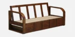 Natural Finish Solid Sheesham Wood 3 Seater Sofa with Comfortable Cushions - Image 4