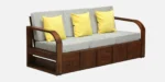 Natural Finish Solid Sheesham Wood 3 Seater Sofa with Comfortable Cushions - Image 6