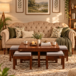 Mirevona Premium Crafted Wooden Coffee Table Set with Contemporary Design